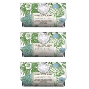 Set/3 Michel Design Works 8,7 Oz. handwerkliche Badeseife Baumwolle & Leinen - Bild 1 von 1