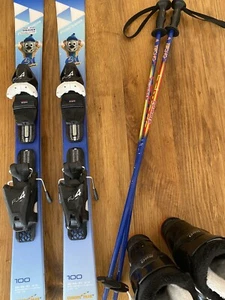 Kinder, Ski Set 100cm, Schuhe 34, mit Stöcke, gebraucht Inkl. Bindung - Bild 1 von 9