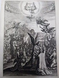 1620 BOETIUS BOLSWERT PARADIS DEMON ANGE DIEU RELIGION GRAVURE ENGRAVING R4108 - Imagen 1 de 4