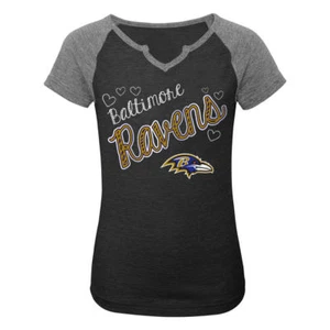 Baltimore Ravens NFL Girls’ Graphic Raglan Short-Sleeve T-Shirt, Medium (10/12)  - Picture 1 of 5