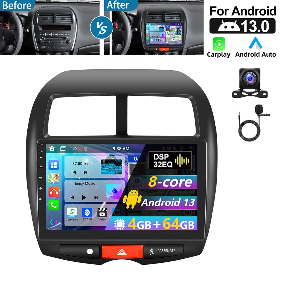 DAB+ Android 13 Carplay Autoradio GPS Navi WIFI 4+64G Für Mitsubishi ASX 2010-16 - Bild 1 von 4