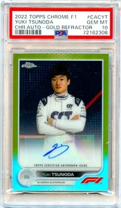 YUKI TSUNODA 2022 TOPPS CHROME F1 GOLD REFRACTOR AUTO SP 8/50 PSA 10 GEM MINT - Picture 1 of 2