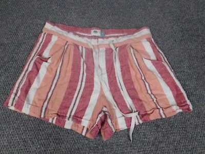 Pantalones Cortos Mujer Old Navy 6 Rosa Recto Regular Rayas Cordón Lino Foto 1 de 4