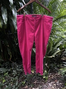Talbots Five Pocket Slim Ankle Frayed Hem Pants Womens 16P Hot Pink Corduroy NWT - Picture 1 of 9