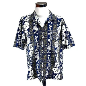Aloha Republic Men's Hawaiian USA Made Short Sleeve Blue White Sailing Shirt 2XL - Picture 1 of 6