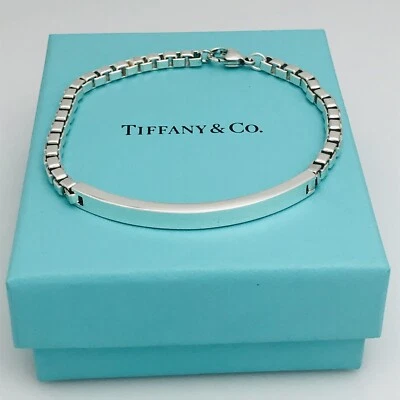 8" Tiffany & Co Venetian ID Box Link I.D. Bracelet in Silver Mens Unisex - Image 1 of 4