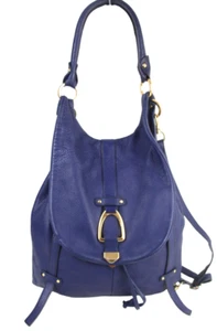 LARGE G.I.L.I. BLUE GENUINE LEATHER FLAP CONVERTIBLE BACKPACK SHOULDER BAG - Picture 1 of 14