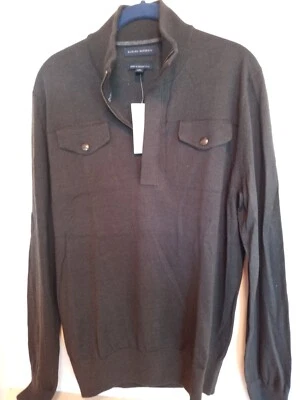 Banana Republic Men's Medium Dk Gray ITALIAN WOOL 1/2 Zip Sweater NEW NWT - Image 1 of 4