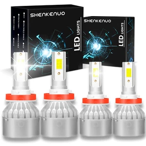 LED Headlight Combo Kit H11 + H11 High Low Beam Bulbs Bright White 6000K - Picture 1 of 11
