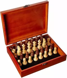 WE Games English Staunton Wood Chess Pieces, Treasure Box, Weighted, 3.5 in King - Picture 1 of 5