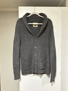 Cárdigan O Hanlon Mills para hombre mediano Bolsillos cuello chal abuelo gris urbano RARO - Imagen 1 de 8