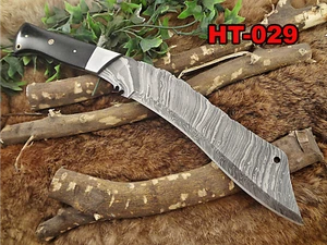 15" long Damascus steel Eagle Kukri Knife, 10" full tang blade, Leather sheath - Picture 1 of 9