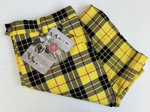 Royal & Awesome neu mit Etikett Herren Größe 34 hellgelb schwarz kariert Chino Golfshorts - Bild 1 von 16