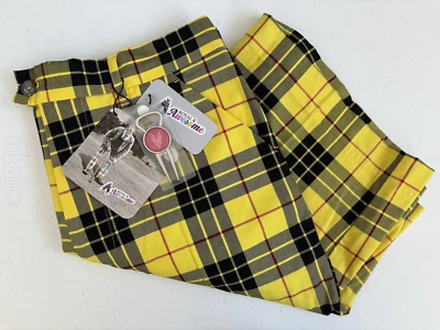 Royal & Awesome 全新带标签男式 34 码亮黄色黑色格子斜纹布高尔夫短裤 — 第 1/4 张图片