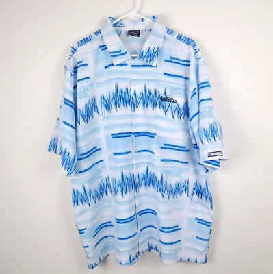 Camisa Southpole Hombres XL Azul Y2K Hip Hop Rayas Botones Bolsillo Rap Poliéster Foto 1 de 4