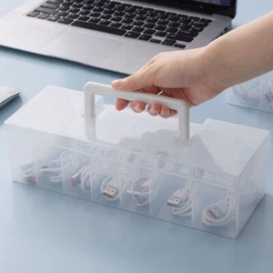 Flip Cover Desktop Organizer Dustproof Cable Container Charging Line - Photo 1/12