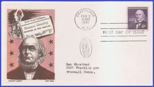 USA7 #1177 ADDR CACHET CRAFT FDC Horace Greeley - Imagen 1 de 1