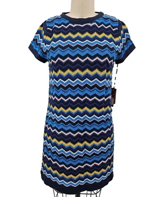 New Missoni for Target Short Knit Dress Womens XS Navy Blue Yellow Chevron - Image 1 of 4