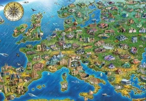Map of Europe 1000 piece Jigsaw Puzzle, , brand Jumbo - Picture 1 of 1