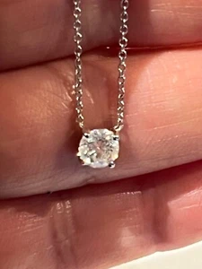 Authentic Bony Levy Genuine .4 CT Solitaire Diamond Pendant in 18K White Gold - Picture 1 of 12