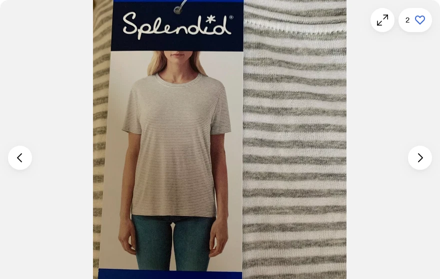 Splendid Ladies Short Sleeve Cotton Modal Crew Neck Top Shirt White/gray Medium