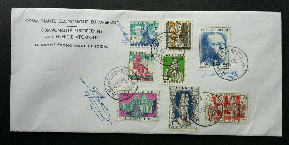 [SJ] Belgium Europa Economic Community Atomic Energy 1957 (stamp FDC) *signed - Image 1 of 4