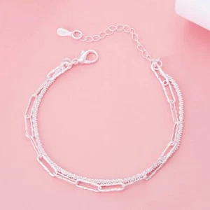 925 Sterling silver beautiful chain bracelets for women engagement Jewelry - Picture 1 of 8