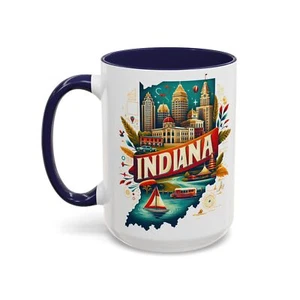 Indiana Coffee Mug (11-15oz), IN Souvenir Gift Cup, US States Souvenir Mug, - Picture 1 of 17