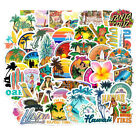 50PCS Hawaii Surfing Stickers Summer Tropical Beach DIY Surfboard Decal Sticke-