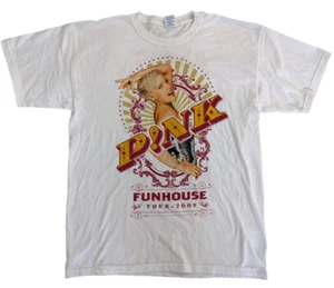 Pink Funhouse Tour T Shirt 2009 Large White P!nk Tour Welcome To The Funhouse - Picture 1 of 7