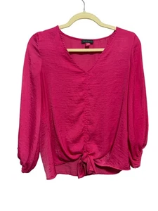 Vince Camuto Women's Fuchsia Blouse XS Balloon Sleeve Tie-Front - Picture 1 of 5