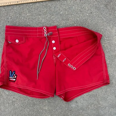 Birdwell Beach Britches Rojo Mujer Paz EE. UU. Tabla de Natación Surf Pantalones Cortos Talla 14 Foto 1 de 4