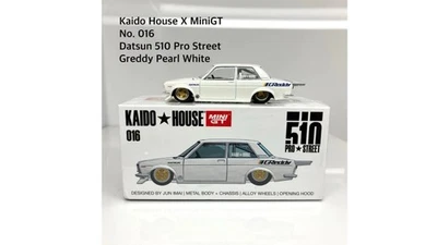 MINI GT KAIDO HOUSE 016 1/64 DATSUN 510 2 PUERTAS PRO STREET GREDDY BLANCO - SELLADO Foto 1 de 4