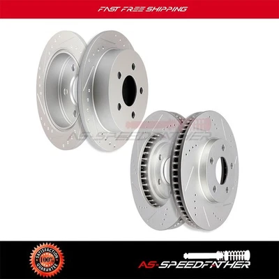 2X Front + 2X Rear Brake Discs Rotors For 2000-2004 Chevrolet Impala Drill Slot - Image 1 of 4