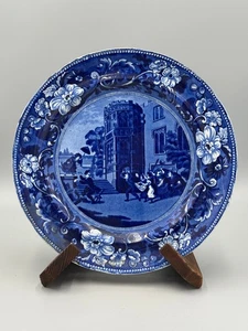 Antique 19th c. Historical Staffordshire Dark Blue Doctor Syntax Plate 10'' - Picture 1 of 11