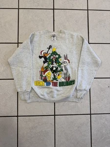 Sudadera De Colección Años 90 Looney Toons Ilumina Las Fiestas Navidad Suéter L - Imagen 1 de 5