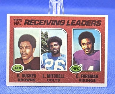 1976 Topps Chuck Foreman, Lydell Mitchell, Reggie Rucker #202 Football Card EXMT - Image 1 of 2