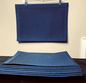 Set of Navy Blue Pleated Placemats + 6 Free Napkins - Picture 1 of 4