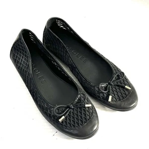 Aerosoles Palma Black Mesh Leather Ballet Flats Shoes Tassel Womens Size 9 - Picture 1 of 12