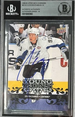 Steven Stamkos Signed 2008 UD Jumbo Young Guns RC #245 BAS Autograph Grade 10 - Image 1 of 2