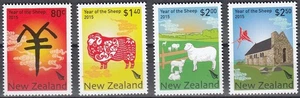NUEVA ZELANDA 2015 Año de la Oveja, Juego de 4 MNH - Imagen 1 de 1
