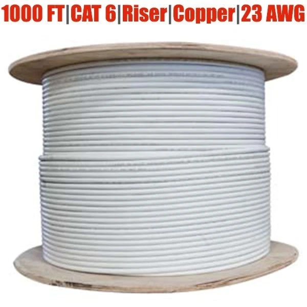 1000FT Cat6 Network LAN Ethernet Riser FTP Shielded Cable 23AWG Solid Wire White - Image 1 of 1