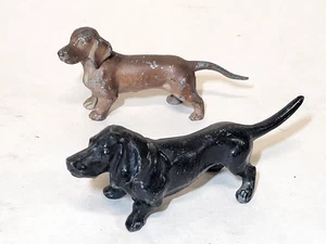 2 Lot Dackel Hund Metallguss Figuren Antik Vintage Miniatur Wiener Hund - Bild 1 von 7