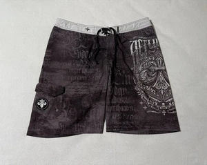 Affliction Mens 40 Brown Board Shorts Swim Shorts Surfing Y2K 11” - Picture 1 of 10