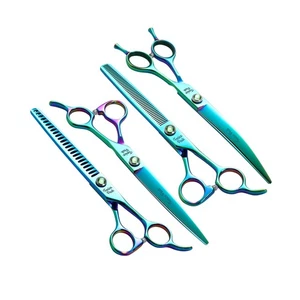 Fenice Peak Green Dog Grooming Scissors Set Straight Thinning Curved and Chun... - Picture 1 of 7