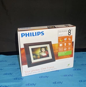 DIGITAL PHOTO FRAME Philips LCD Mahogany - 8 inch Home Essentials W/ Clock - Picture 1 of 4
