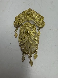 Vintage Gold Tone Brooch Necklace 5.5 inches Long 3 1/4 inches wide Used - Picture 1 of 4