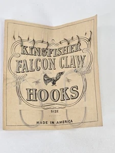 Vintage Kingfisher Falcon Claw Fishing Hooks Card Size 8 Complete Collector - Picture 1 of 8