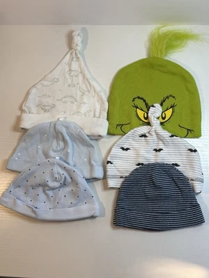 Infant Baby Boy Hats Beanies Newborn Mixed 0-3 & 0-6 Months New LOT OF 6 - Image 1 of 3
