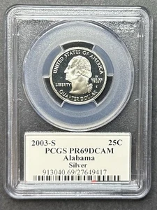 2003-S Silver Proof Alabama Quarter PCGS PR-69 DCAM, Buy 3 Items, Get $5 Off!!! - Picture 1 of 2